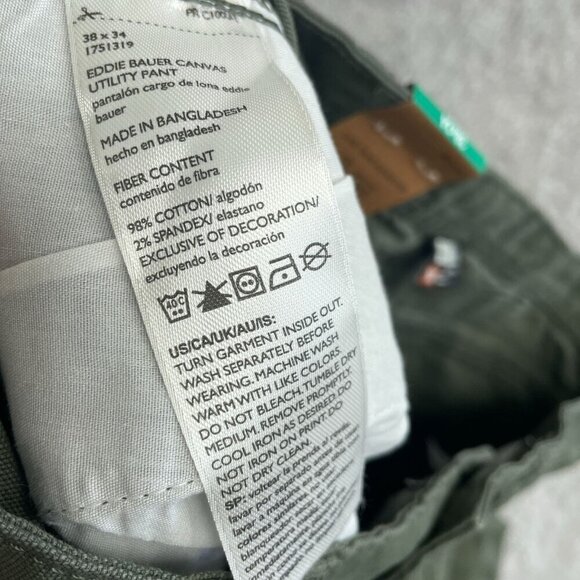 NEW Eddie Bauer Men's 38x34 Canvas Utility Carpenter Pants Green Stretch - Picture 7 of 9